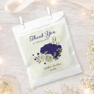 Sachets En Papier Mariage à fleurs bleu Royal