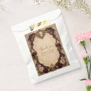 Sachets En Papier Mariage à la rose de Bourgogne vintage victorien