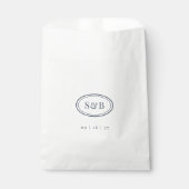 Sachets En Papier Mariage à monogramme ovale classique Navy (Devant)