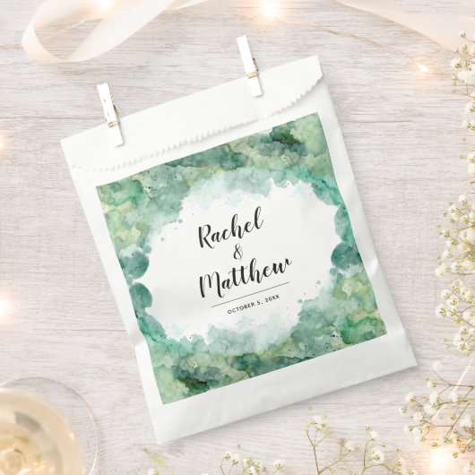Sachets En Papier Mariage Abstrait Moderne Vert (Coupé)