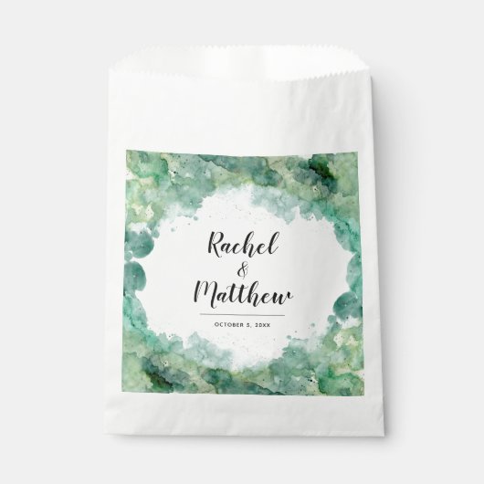 Sachets En Papier Mariage Abstrait Moderne Vert (Devant)