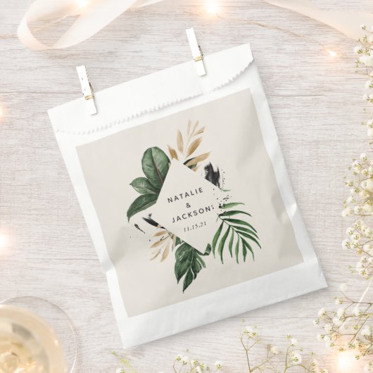 Sachets En Papier Mariage abstrait tropical moderne peint (Coupé)