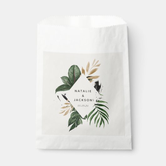 Sachets En Papier Mariage abstrait tropical moderne peint (Devant)
