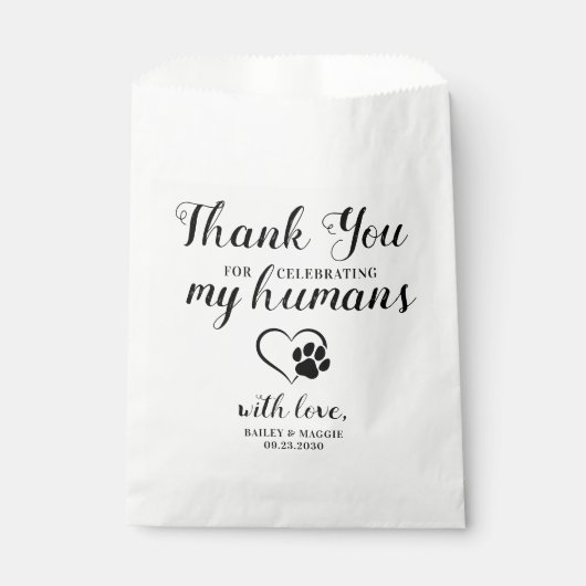 Sachets En Papier Mariage animal de compagnie traitement personnalis (Devant)