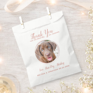 Sachets En Papier Mariage animal moderne Rose Gold Chien Merci photo