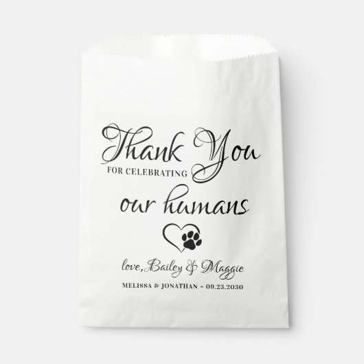Sachets En Papier Mariage animal personnalisé Merci chien Doggie  (Devant)