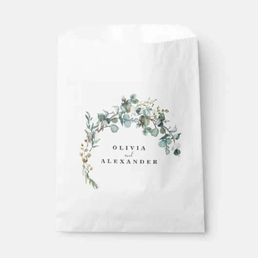 Sachets En Papier Mariage avec verdure d'eucalyptus (Devant)