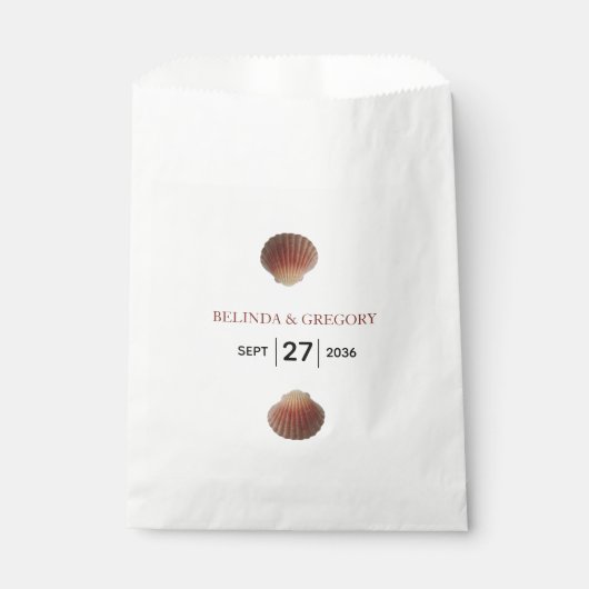 Sachets En Papier Mariage Beach Seashell Clams (Devant)