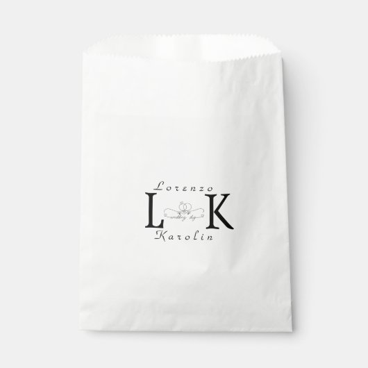 Sachets En Papier Mariage blanc Monogramme simple Élégant minimalist (Devant)