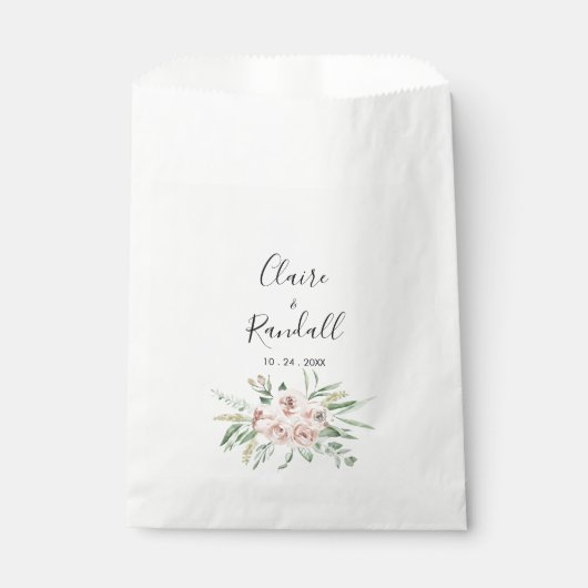 Sachets En Papier Mariage blanc rose vert (Devant)