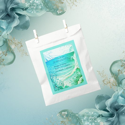 Sachets En Papier mariage bleu côtier