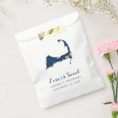 Sachets En Papier Mariage bleu de la marine avec carte de Cape Cod (Scellé)