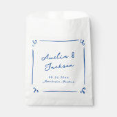 Sachets En Papier Mariage bleu de la marine tiré à la main (Devant)