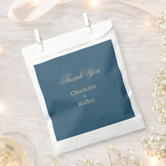 Sachets En Papier Mariage Bohème Floral Or et Bleu Marine