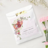 Sachets En Papier Mariage Boho rouge rose vif Fleurs blanches (Scellé)