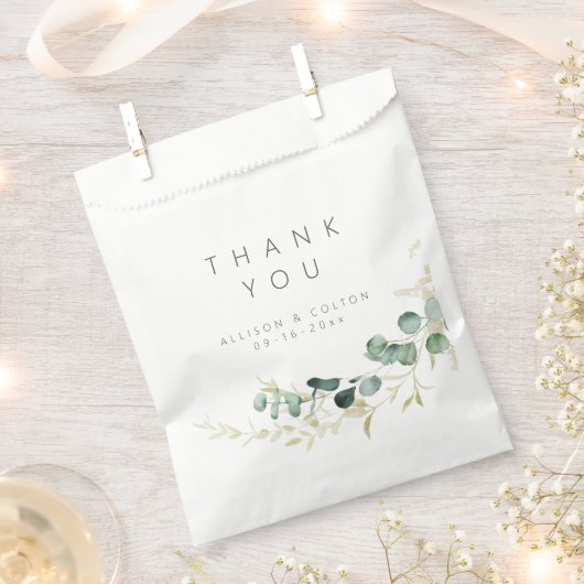 Sachets En Papier Mariage boho rustique eucalyptus vert (Coupé)