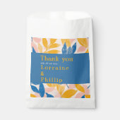 Sachets En Papier Mariage botanique bleu et jaune Merci (Devant)