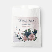 Sachets En Papier mariage botanique de fleurs rose et marine (Devant)