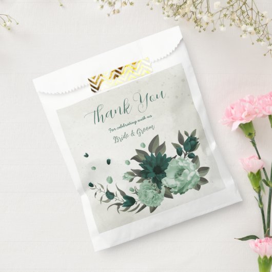 Sachets En Papier mariage botanique des fleurs vert émeraude (Scellé)