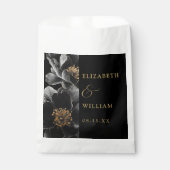 Sachets En Papier Mariage botanique élégant noir et or (Devant)