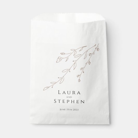 Sachets En Papier Mariage botanique neutre simple (Devant)