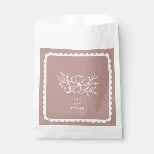 Sachets En Papier Mariage botanique rose floral (Devant)