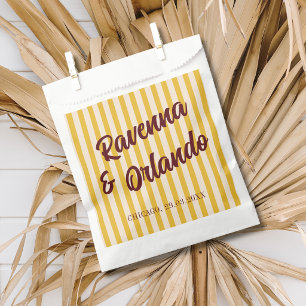 Sachets En Papier Mariage Bourguignon Rétro aux Bandes Pêche Éteinte