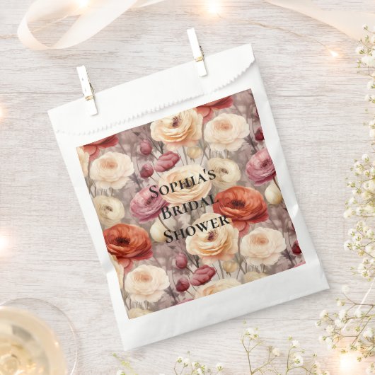 Sachets En Papier Mariage Burgundy Cream Fleurs de printemps (Coupé)