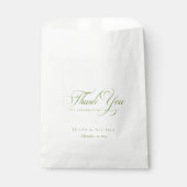 Sachets En Papier Mariage Calligraphie Script Vert Ivoire Classique (Devant)