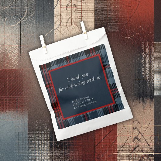 Sachets En Papier mariage campagnard écossais bleu