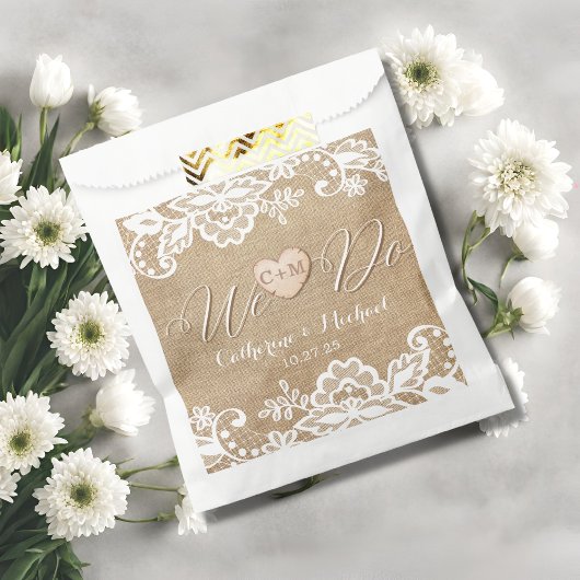 Sachets En Papier Mariage campagnard Rustique Burlap Et Dentelle