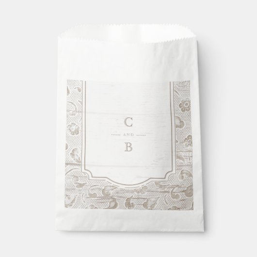 Sachets En Papier Mariage campagnard rustique en dentelle blanche me (Devant)
