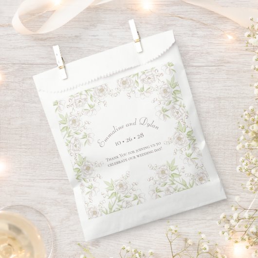 Sachets En Papier Mariage Classique Rose Blanche (Coupé)