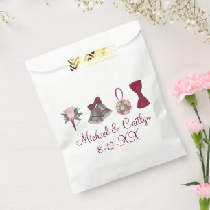 Sachets En Papier Mariage cloches Fleurs Bow Cravate de poche servie