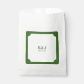 Sachets En Papier Mariage Couple Monogram Vert (Devant)
