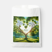 Sachets En Papier Mariage Couple Monogram Vert (Devant)