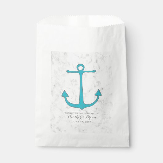 Sachets En Papier Mariage d'Ancres Turquoise Rustic (Devant)
