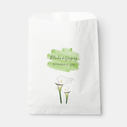 Sachets En Papier Mariage d'aquarelle blanc Calla Lilies (Devant)