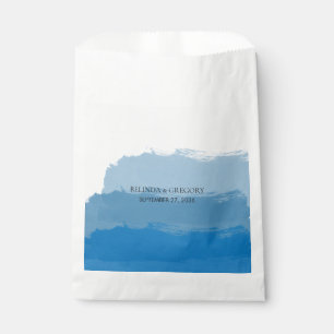 Sachets En Papier Mariage d'aquarelle bleu plage
