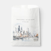 Sachets En Papier Mariage d'aquarelle de Chicago, Illinois City Scap (Devant)