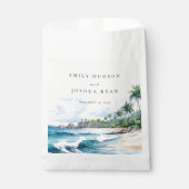 Sachets En Papier Mariage d'aquarelle de plage Tropical (Devant)