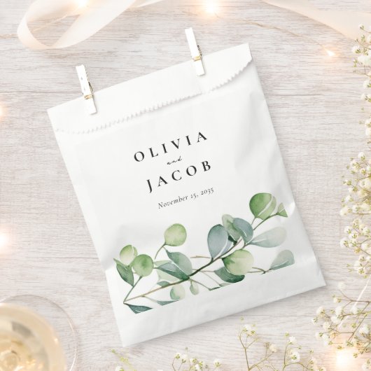 Sachets En Papier Mariage d'aquarelle Eucalyptus vert (Coupé)