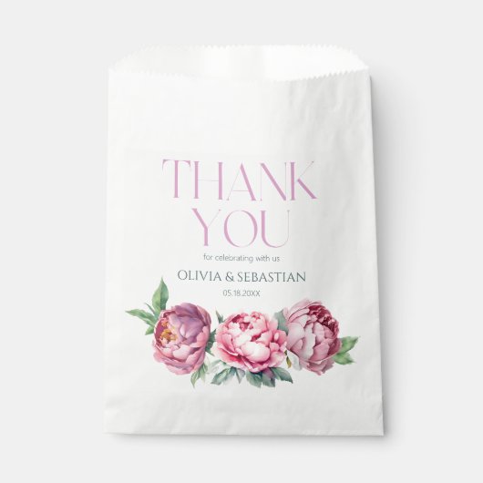 Sachets En Papier Mariage d'aquarelle rose pâle (Devant)