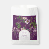 Sachets En Papier Mariage d'arc doré fleuri violet (Devant)