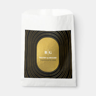 Sachets En Papier Mariage d'arc minimaliste moderne noir & or