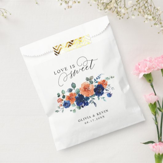 Sachets En Papier Mariage de automne de la marine Burnt Orange Flora (Scellé)