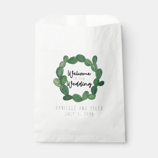 Sachets En Papier Mariage de Cactus : Bienvenue (Devant)