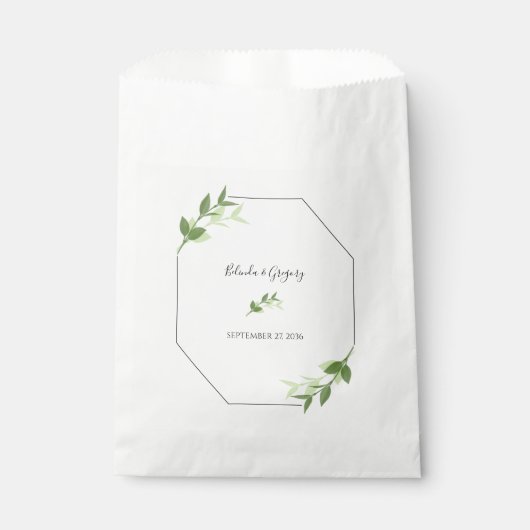 Sachets En Papier Mariage de cadre Feuilles de jardin verdoyant (Devant)