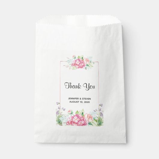 Sachets En Papier Mariage de cadre Floral rose moderne (Devant)