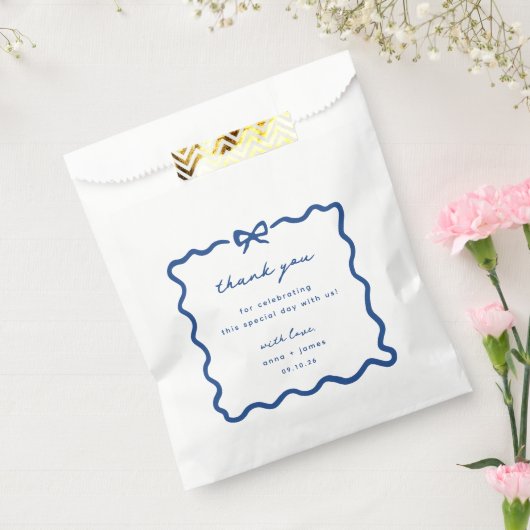 Sachets En Papier Mariage de charpente à mâchoires dessinées en bleu (Scellé)